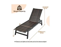 Inolait Patio Pe Rattan Chaise Lounge with 5-Level Backrest and Wheels