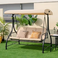 Sugift 3 Seat Outdoor Porch Swing with Adjustable Canopy