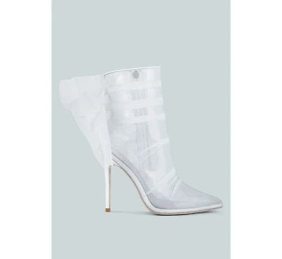 Womens princess organza wrapped style heeled ankle boots