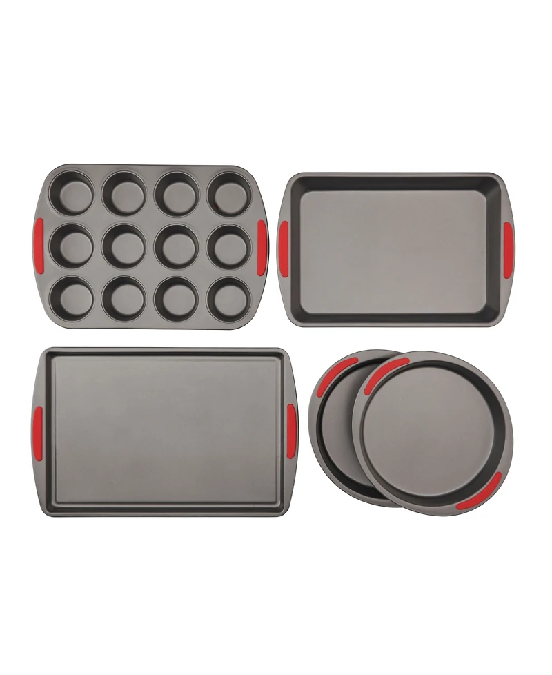Good Cook Mega grip 5 Piece Nonstick Steel Bakeware Set with Cookie Sheet, Roast Pan, 2 Cake Pans, and Muffin Pan