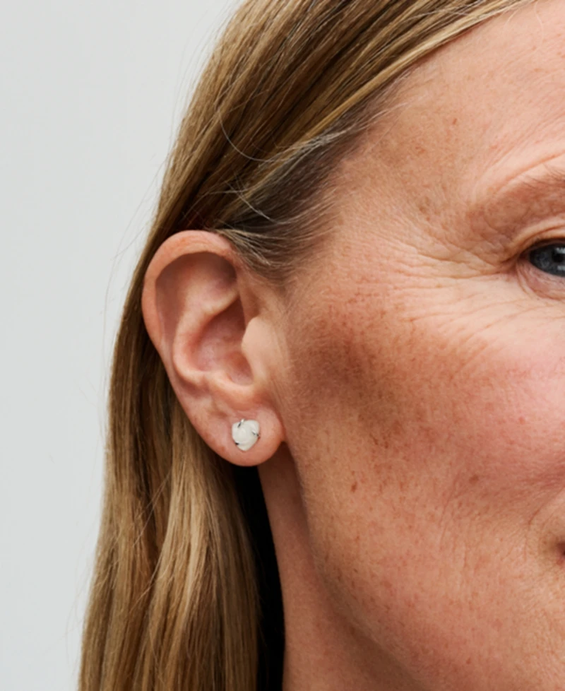 Pandora Man-Made Mother of Pearl White Rose Bloom Stud Earrings in Sterling Silver