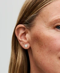 Pandora Man-Made Mother of Pearl White Rose Bloom Stud Earrings in Sterling Silver