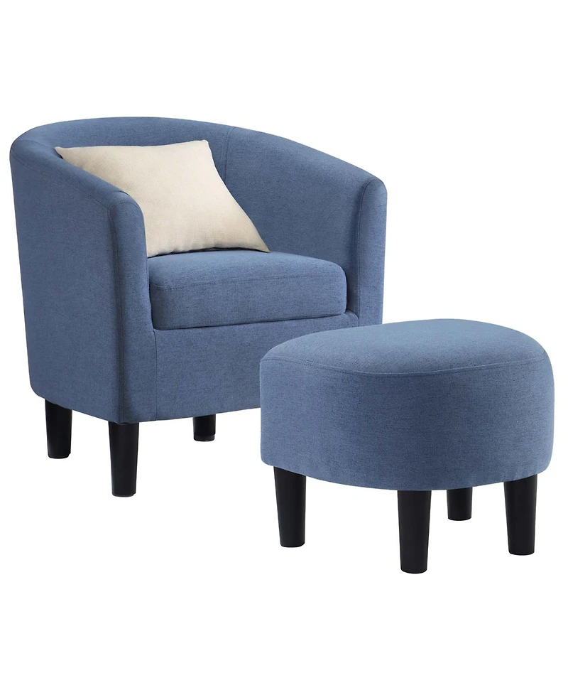 Convenience Concepts 26.25" Faux Linen Churchill Accent Chair with Ottoman
