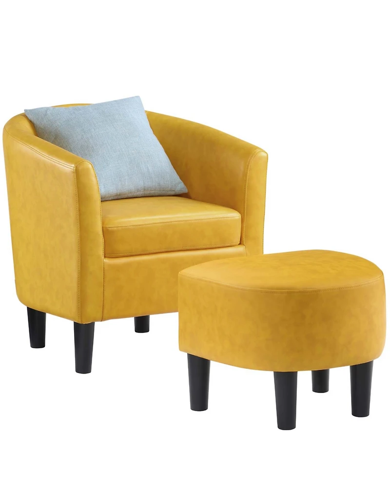 Convenience Concepts 26.25" Faux Leather Churchill Accent Chair with Ottoman