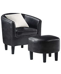 Convenience Concepts 26.25" Faux Leather Churchill Accent Chair with Ottoman