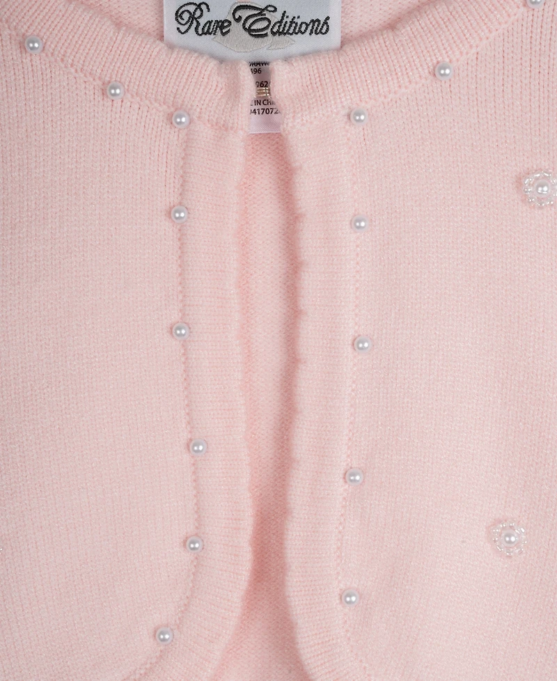 Rare Editions Toddler & Little Girls Imitation Pearl Embellished Cardigan, Created for Macy's