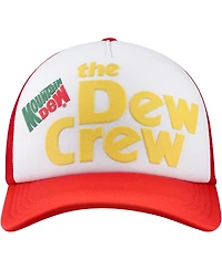Men's White, Red Mountain Dew Dew Crew Foam Trucker Adjustable Hat