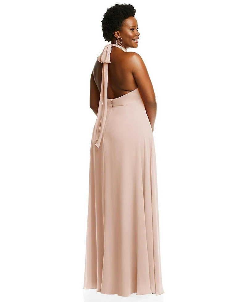 After Six Plus High Neck Halter Backless Maxi Dress