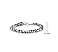 Steeltime Men's Silver-Tone Cuban Link Chain Bracelet