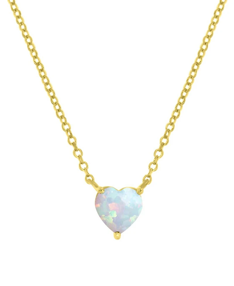 Lab-Grown Opal Solitaire Heart 18" Pendant Necklace (5/8 ct. t.w.)