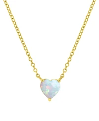 Lab-Grown Opal Solitaire Heart 18" Pendant Necklace (5/8 ct. t.w.)