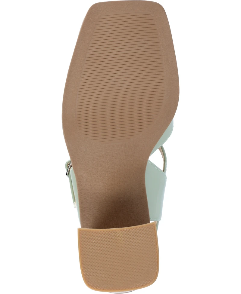 Journee Collection Women's Caisey Double Strap Square Toe Block Heel Pumps