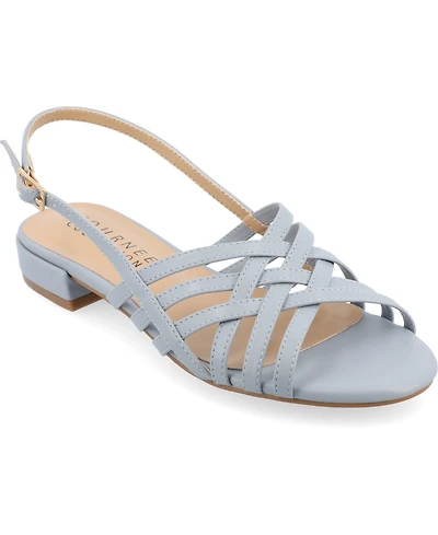 Journee Collection Women's Cassandra Woven Slingback Flat Sandals