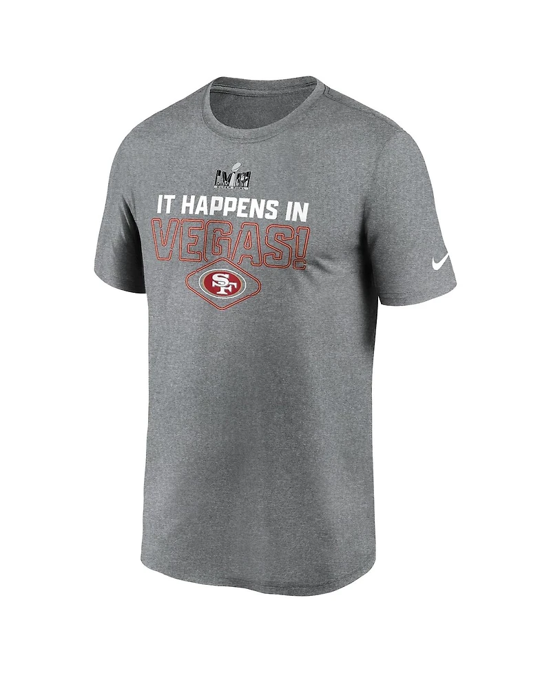 Men's Nike Heather Gray San Francisco 49ers Super Bowl Lviii Logo Lockup T-shirt