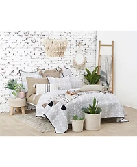 Barton Dune Onyx Woven Throw Pillow Striped Color Blocked White Sand Beige With Tassels