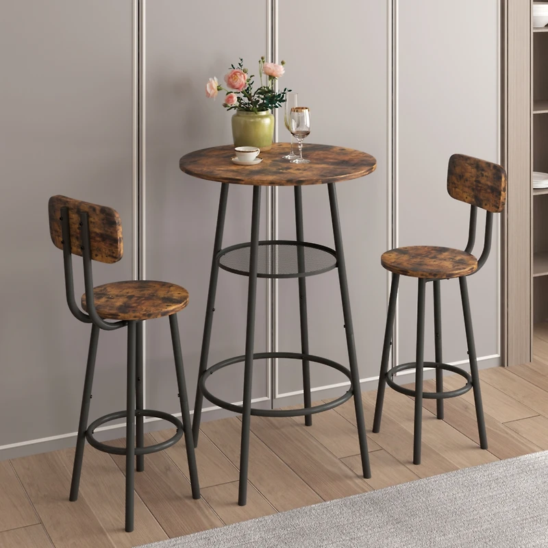 Streamdale Furniture Bar Table, Equipped With 2 Bar Stools, With Backrest And Partition