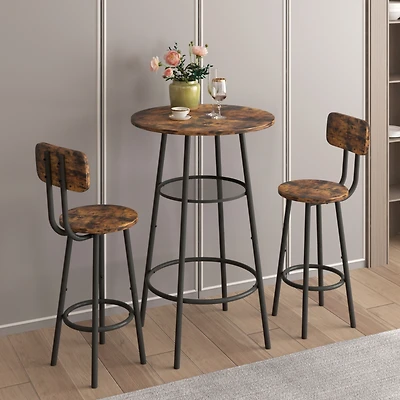 Streamdale Furniture Bar Table, Equipped With 2 Bar Stools, With Backrest And Partition