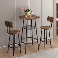 Streamdale Furniture Bar Table, Equipped With 2 Bar Stools, With Backrest And Partition