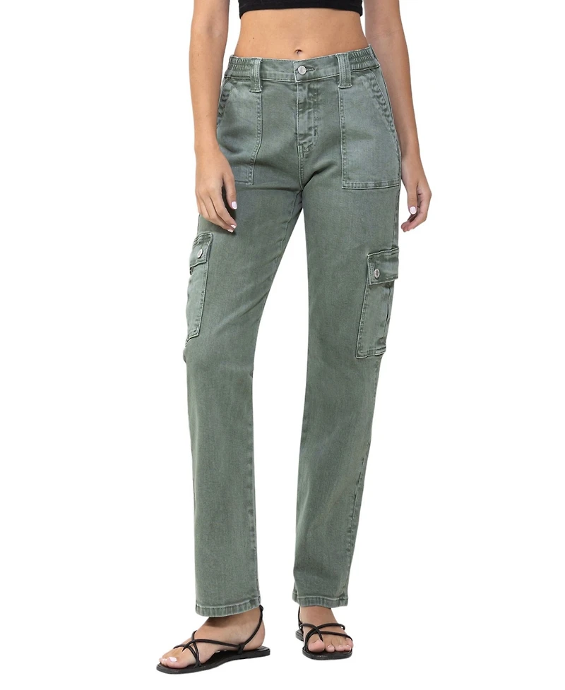 Vervet Women's High Rise Cargo Straight Jeans