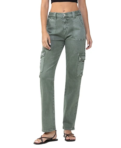 Vervet Women's High Rise Cargo Straight Jeans