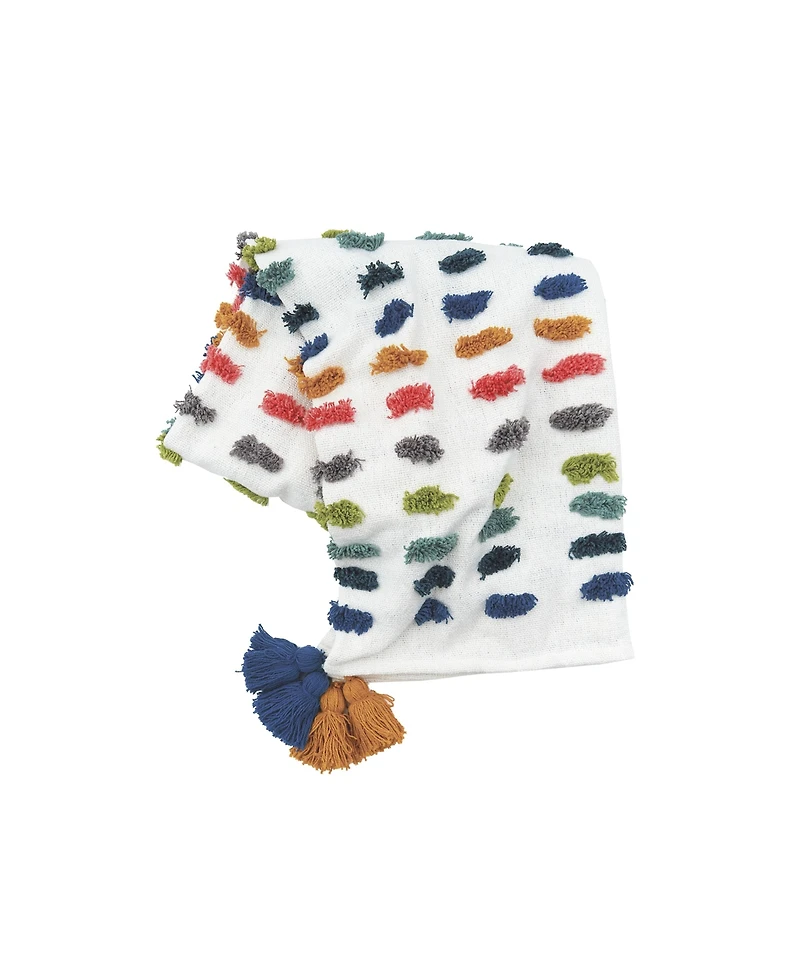 50" x 60" Vaughan Polka Dot Tassels Premium Cotton Accent Throw Blanket