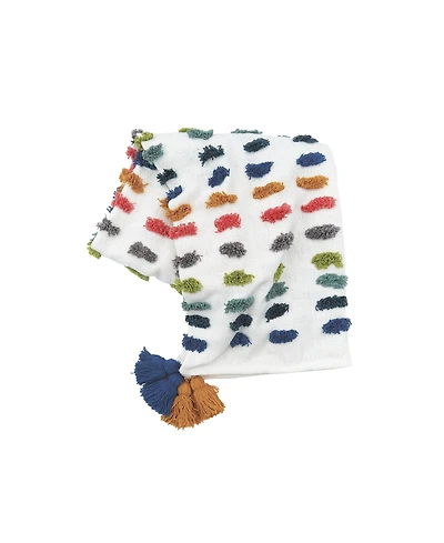 50" x 60" Vaughan Polka Dot Tassels Premium Cotton Accent Throw Blanket