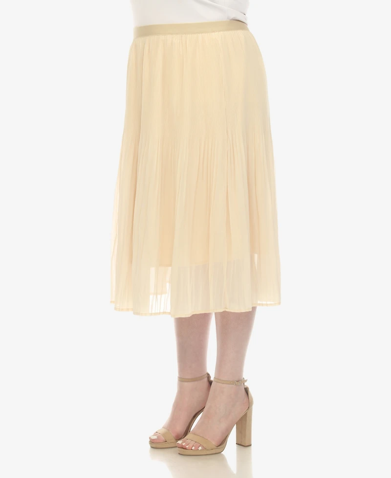 White Mark Plus Pleated Chiffon Midi Skirt
