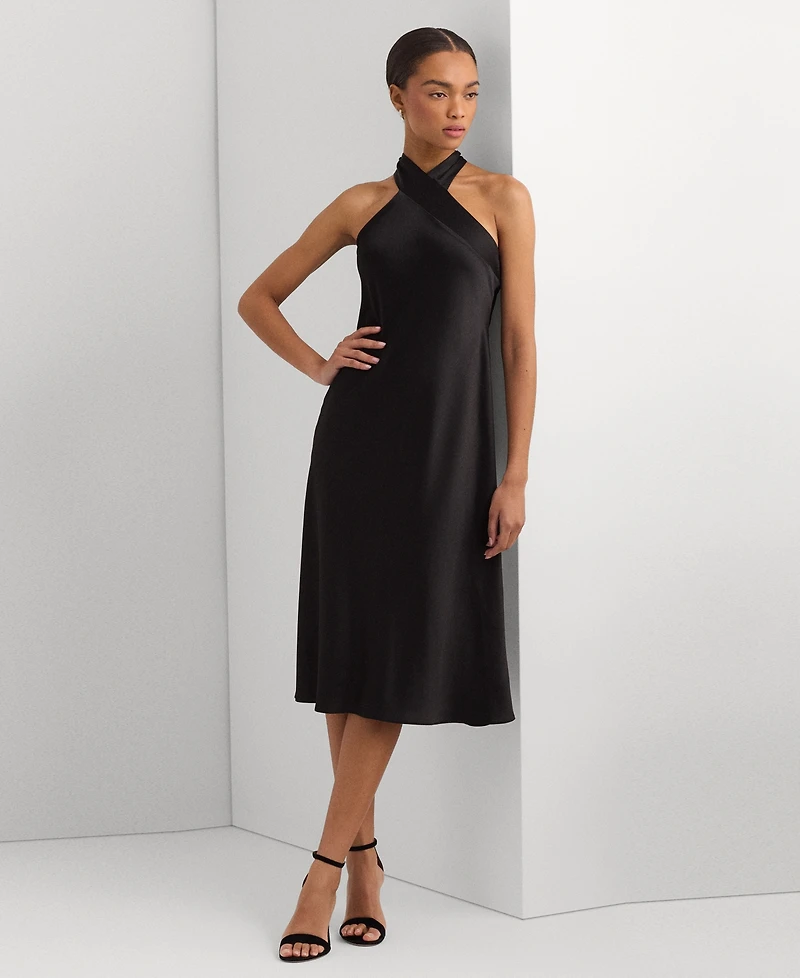 Lauren Ralph Women's Satin Halter A-Line Dress