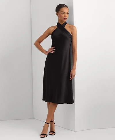 Lauren Ralph Women's Satin Halter A-Line Dress