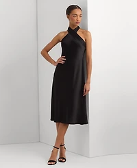 Lauren Ralph Women's Satin Halter A-Line Dress