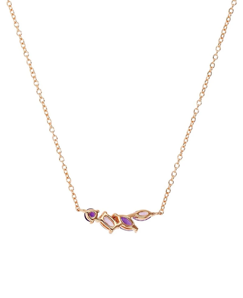 Amethyst (1/3 ct. t.w.) & Rose de France Amethyst (1/3 ct. t.w.) Mixed Cut Cluster 18" Pendant Necklace in 14k Rose Gold-Plated Sterling Silver