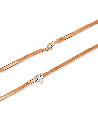 Lab-Grown White Sapphire Heart Solitaire 18" Collar Necklace (1-1/20 ct. t.w.) in 14k Rose Gold-Plated Sterling Silver