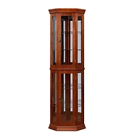 Streamdale Furniture Walnut Corner Curio Cabinet with Lights & Adjustable Shelves