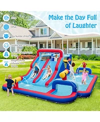 Inolait Inflatable Bounce House with 2 Water Slides and 3 Water Cannons with 950W Blower