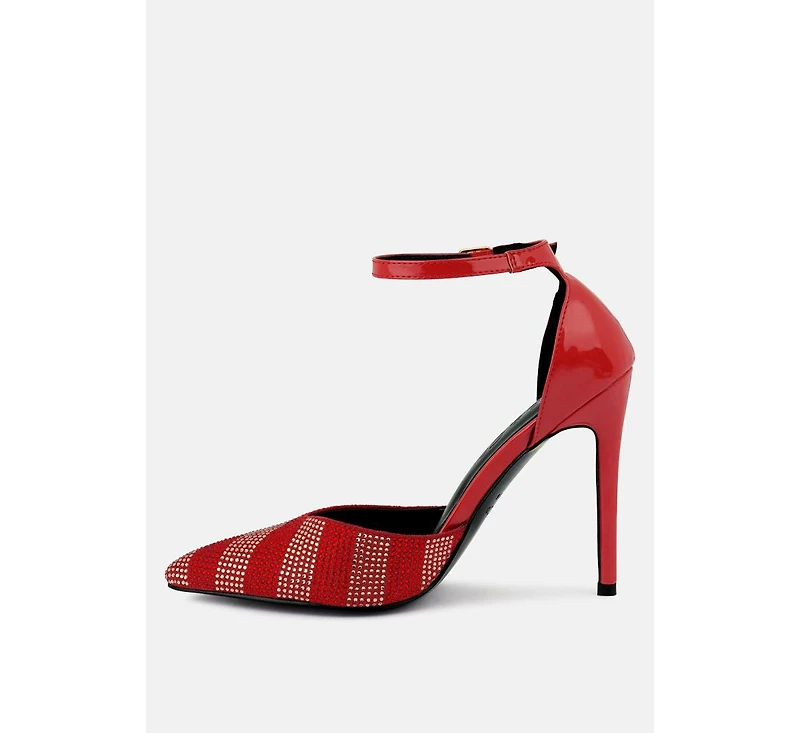 Nobles Womens Rhinestone Patterned Stiletto Sandals