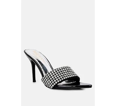Adina Womens Diamante Embellished Slip On Sandals