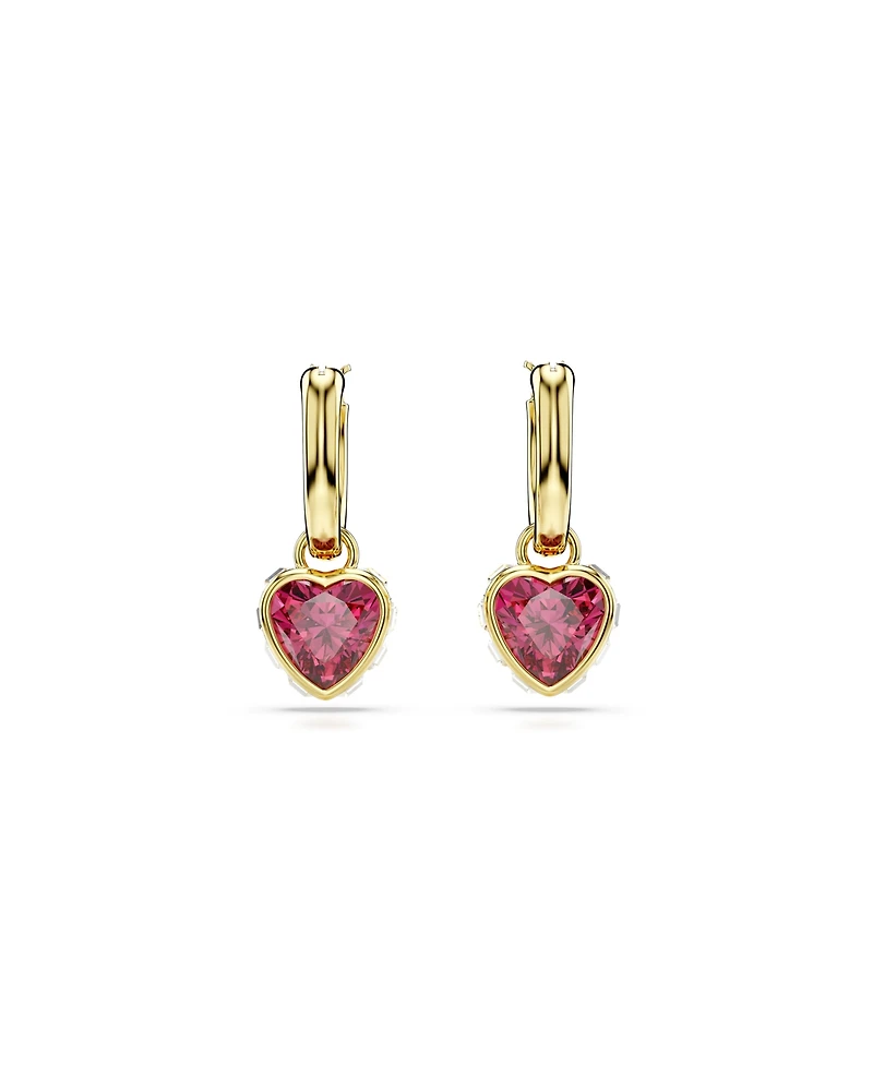 Swarovski Chroma Drop Earrings, Heart, Red, Gold-Tone Plated