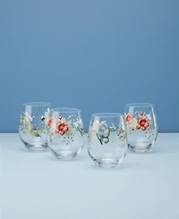 Lenox Butterfly Meadow Stemless Wine Glasses, Set of 4