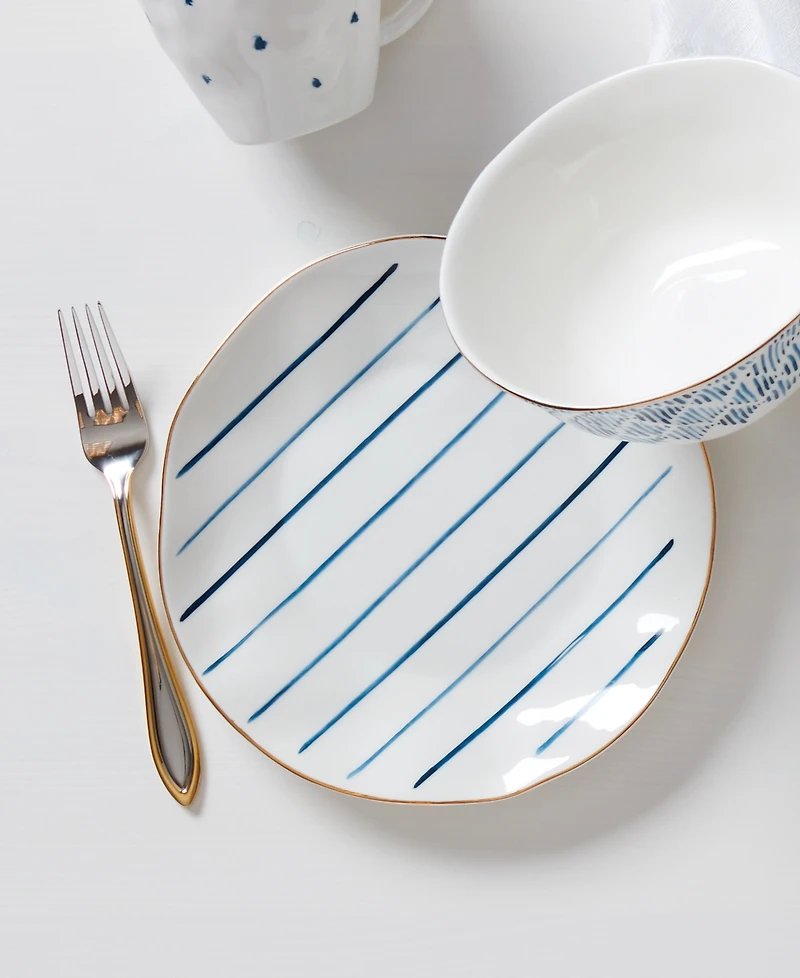 Lenox Blue Bay Stripes Dinner Plates, Set of 4