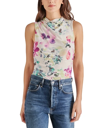 Steve Madden Women's Dalia Floral-Print Draped-Neck Bodysuit