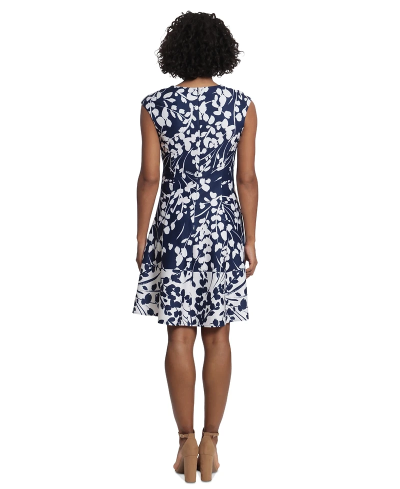 London Times Women's Floral-Print Fit & Flare Dress