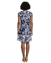 London Times Women's Floral-Print Fit & Flare Dress