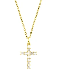 Cubic Zirconia Baguette Cross 18" Pendant Necklace in 10k Gold