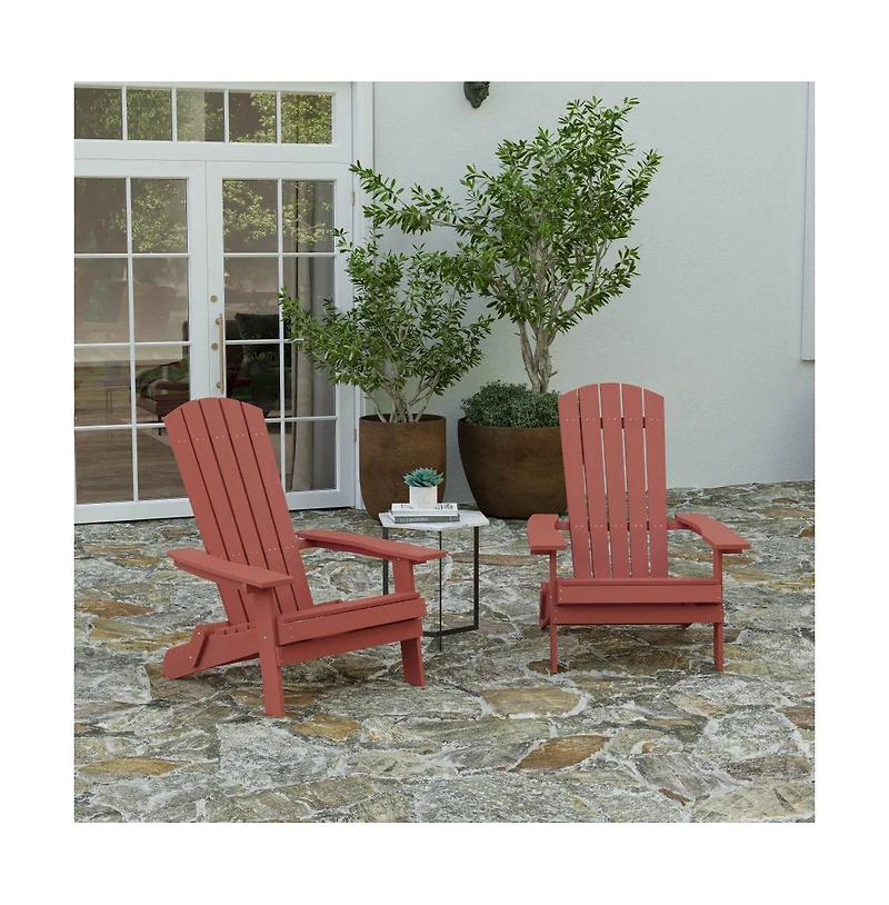 Set Of Riviera Poly Resin Folding Adirondack Lounge Chair