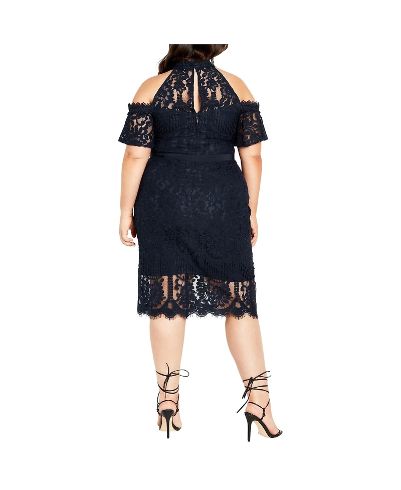 City Chic Plus Pippa Cold Shoulder Lace Dress