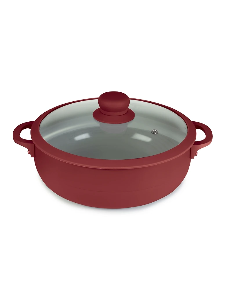 Sedona Kitchen Aluminum 3.5 Qt Caldero with Silicone Rim Glass Lid and Silicone Handle Holder