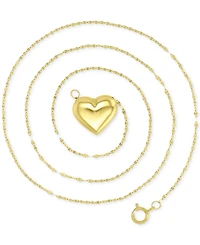 Polished Puff Heart Pendant Necklace in 10k Gold, 16" + 2" extender