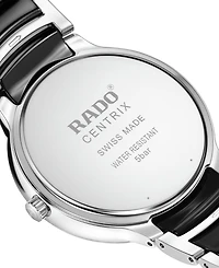 Rado Unisex Swiss Centrix Black Ceramic & Stainless Steel Bracelet Watch 40mm