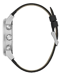 Guess Men's Analog Black Genuine Leather Watch 44mm