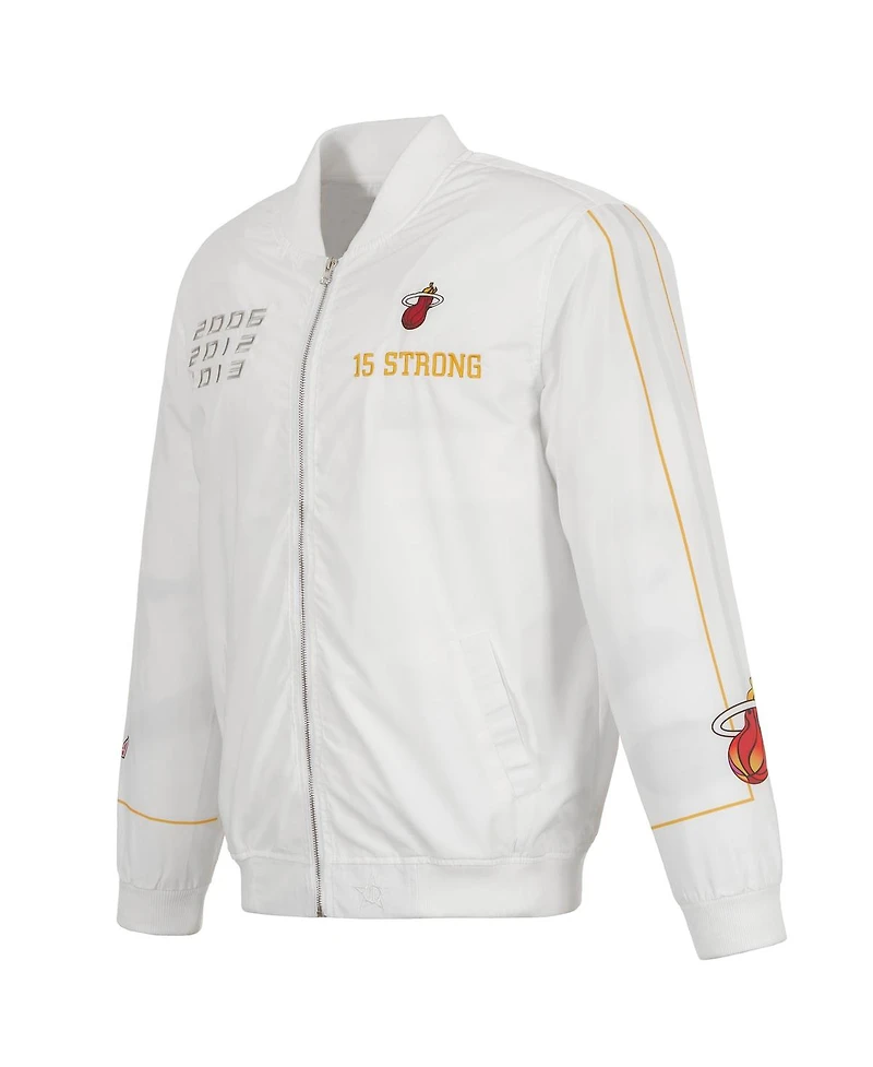 Men's Jh Design White Miami Heat 2022/23 City Edition Full-Zip Nylon Bomber Jacket